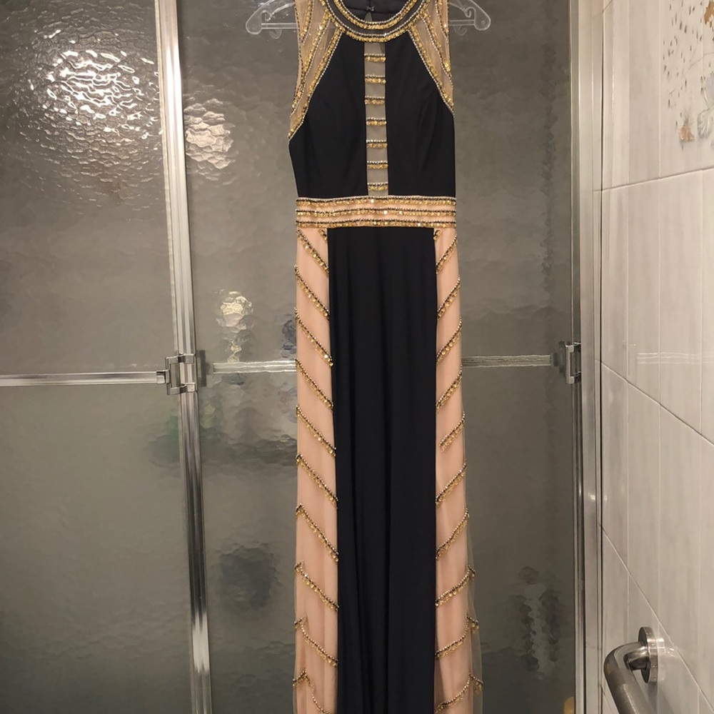 Navy & Beige Gown by Royal Queen Collection